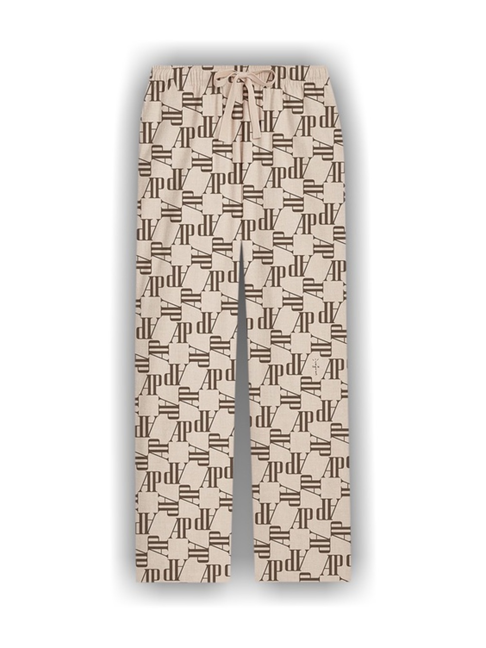AP X Cactus Jack Monogram Wide Leg Lounge Pants in Beige and Brown